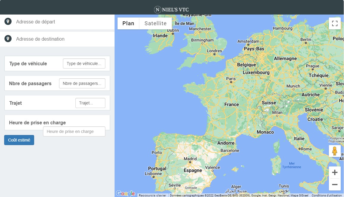 Création de site vtc avec module de réservation pour chauffeur