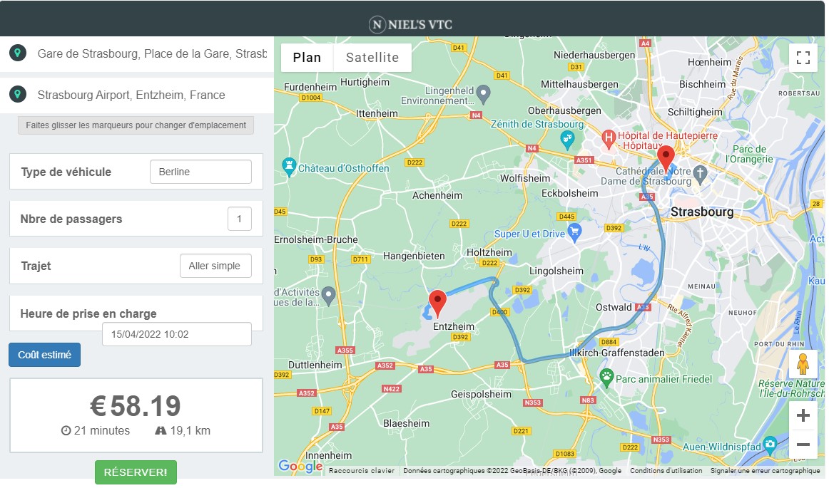 Création de site vtc avec module de réservation pour chauffeur